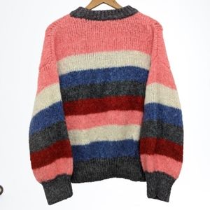 New Zara Women's Striped ColorBlock Knit Sweater Size Small Colorful Pink Blue
